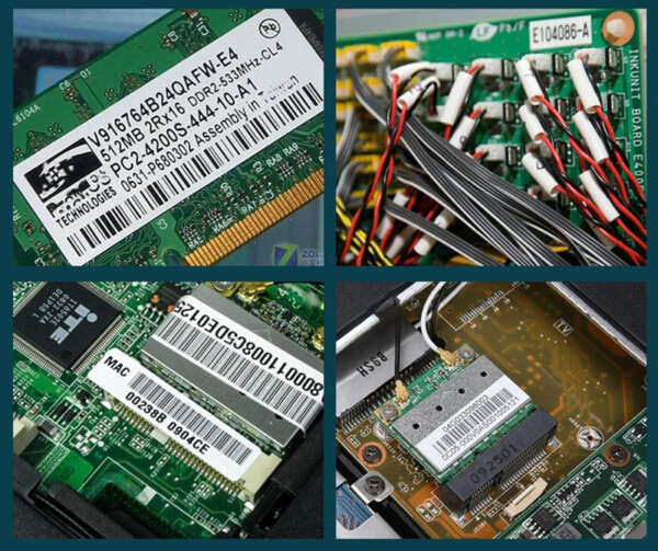 Technical electronics sticker labels