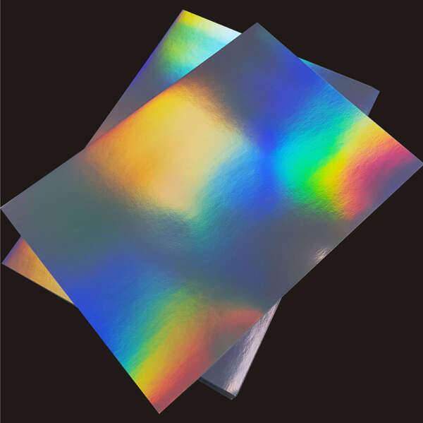 Holographic eggshell destructible sticker sheets