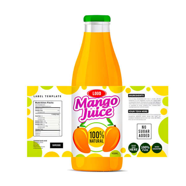 Waterproof juice bottle etiqueta labels with logo print