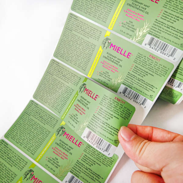 Custom bottle label with silver BOPP material