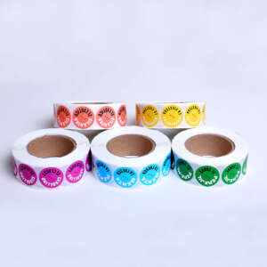 Custom self adhesive PVC stickers with round waterproof finish