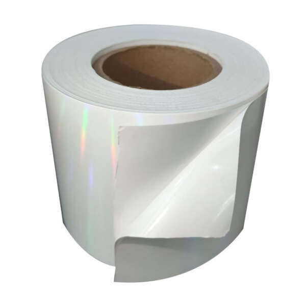 Anti-counterfeit white eggshell label material roll