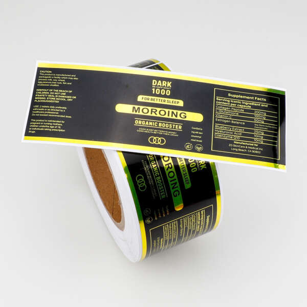 Bottle label design with gold metallic detail