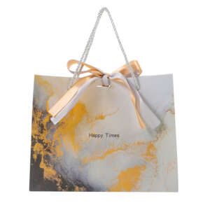 luxury jewelry bracelet gift paper bag with ribbon close view 2