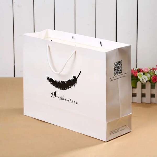 white luxury jewelry clothing gift paper bag with custom logo view 6