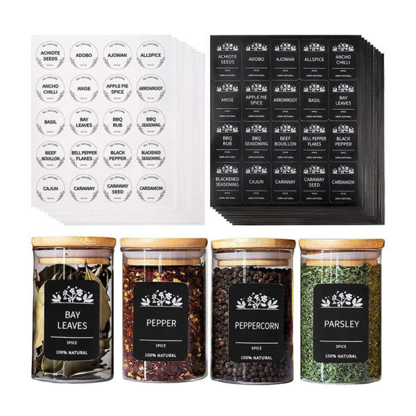 Custom printed pantry stickers for kitchen storage