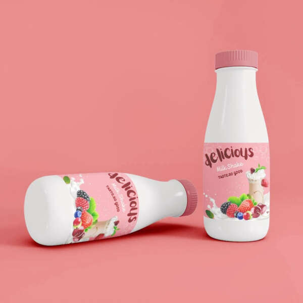 Milk bottle label for freezer resistant food packaging