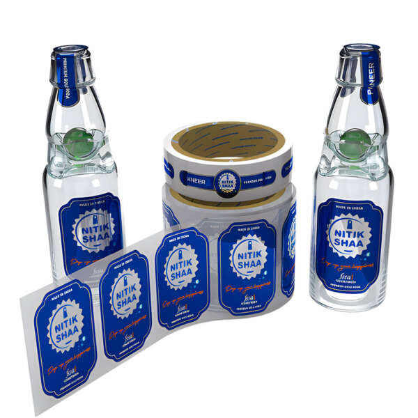Printed water bottle labels for beverage packaging