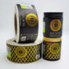 Gold foil stamped logo sticker for glass packaging