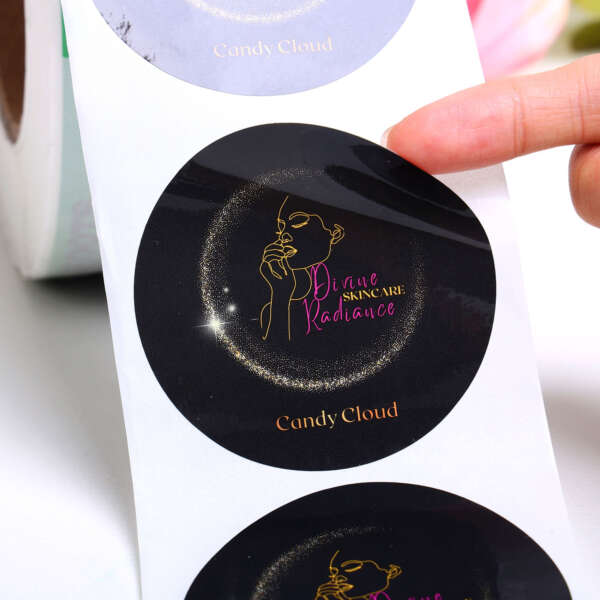Custom adhesive round label stickers for text and image printing