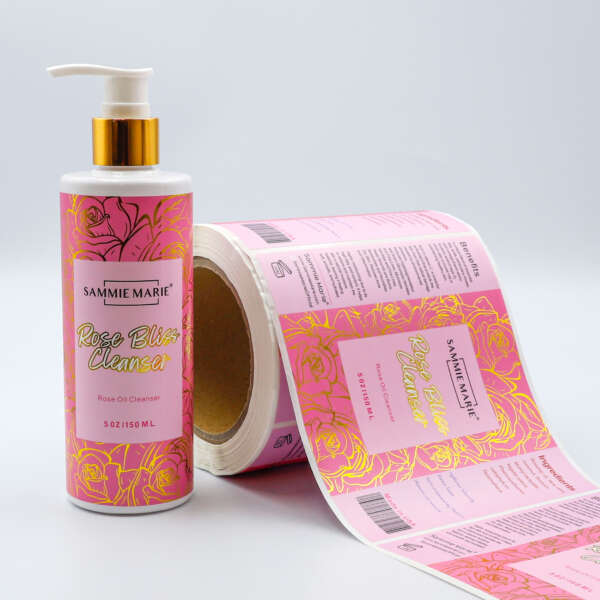 Gold foil hair oil bottle labels