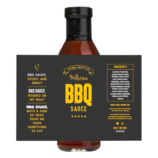 Waterproof BBQ sauce bottle label