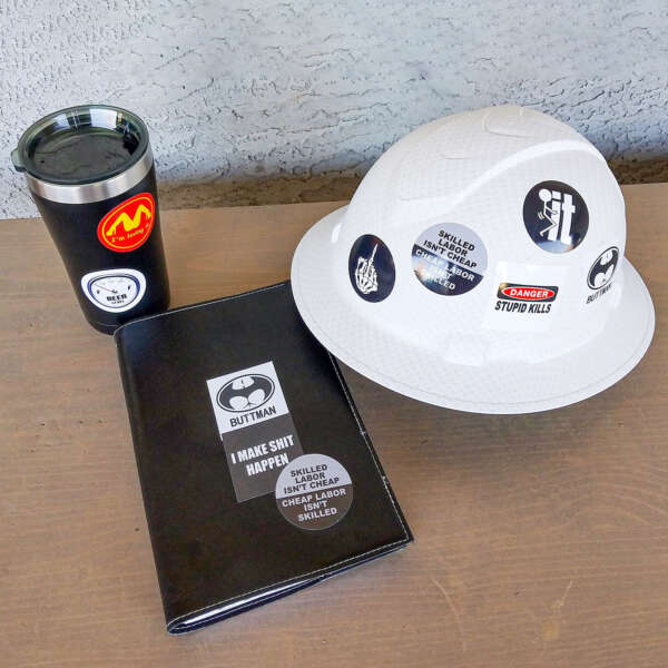 Waterproof adhesive hard hat labels