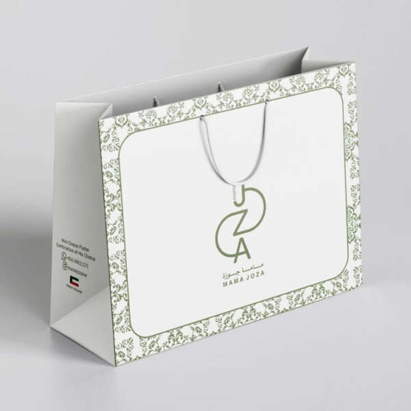 white black luxury jewelry shopping gift paper bag with handles view 1