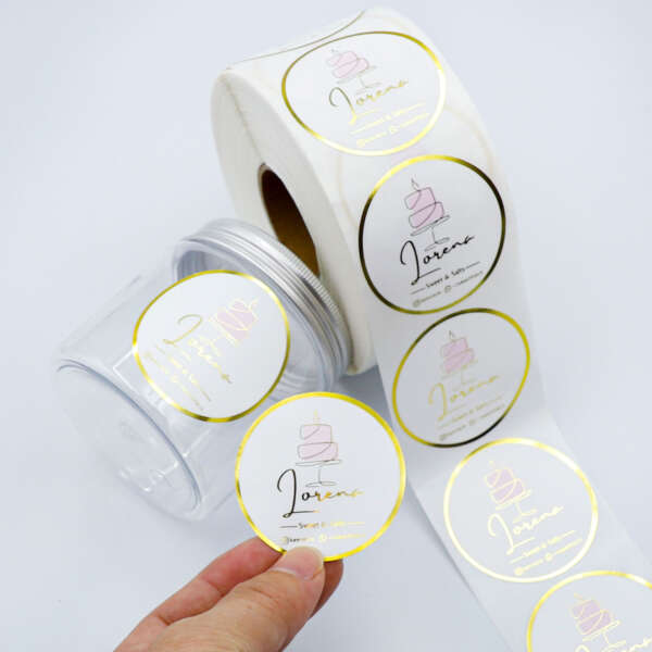 Gold foil vinyl logo sticker roll for cups