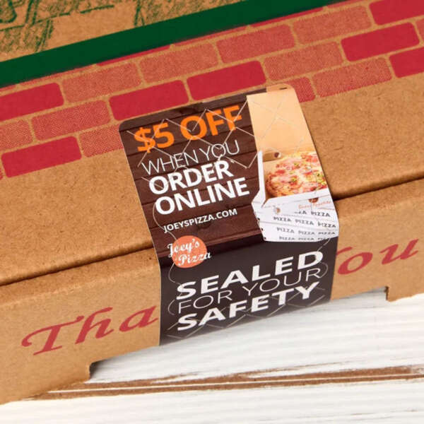 Tamper proof food container label with strong adhesive