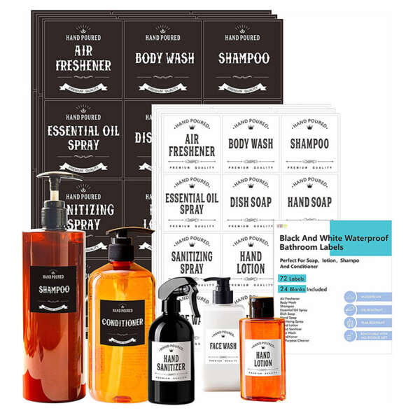 Custom soap dispenser label set