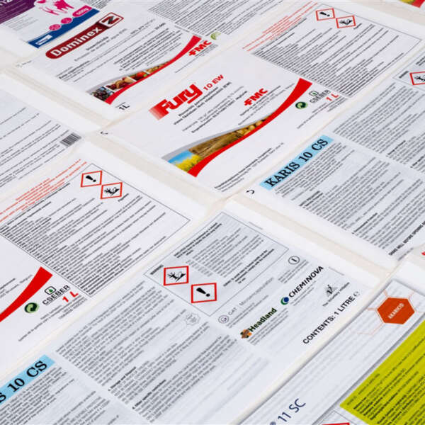 Custom double layer labels with booklet instruction manual