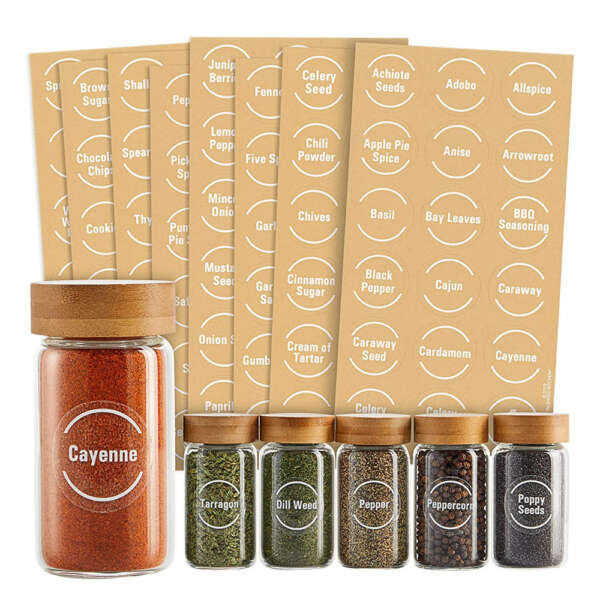 Waterproof spice jar labels for kitchen storage