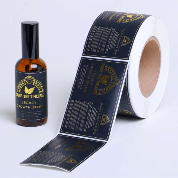 Custom roll logo label stickers with waterproof gold foil finish