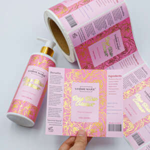 Pink gold foil logo stickers