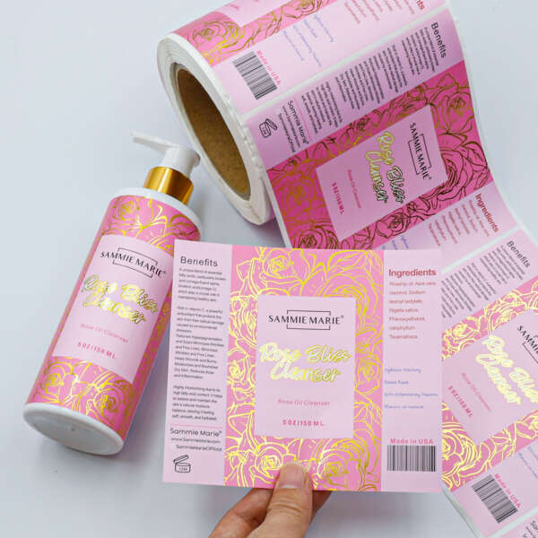 Pink gold foil logo stickers