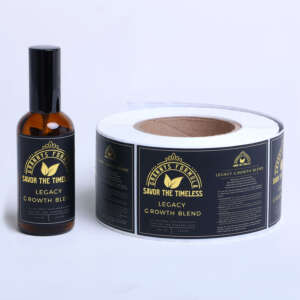 Gold foil bottle label sticker with adhesive backing