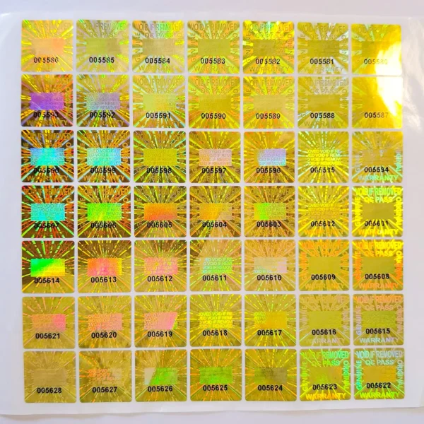 Authenticity hologram sticker with reflective finish