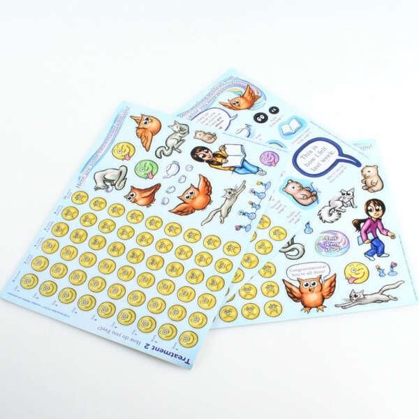 Promotional sticker sheets for retail packaging