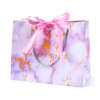 white metallic foil wedding jewelry gift paper bag with ribbon handle view 1