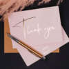 luxury 600g thick paper thank you postcard with foil logo front view