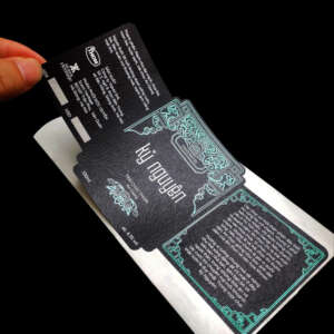 Custom adhesive textured paper wine bottle label with embossing