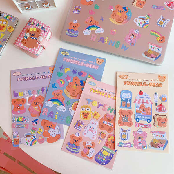 Custom die cut sticker sheet with waterproof adhesive