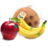 Removable food produce labels with barcode area