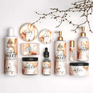 Transparent gold foil cosmetic bottle labels