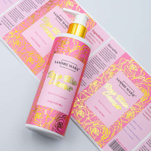 Gold foil skincare bottle labels