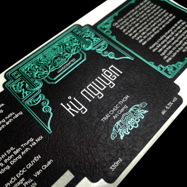 Gold foil embossed brandy label for wine bottles