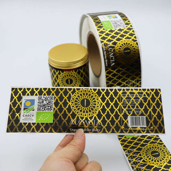 Honey packaging label for glass bottle with logo