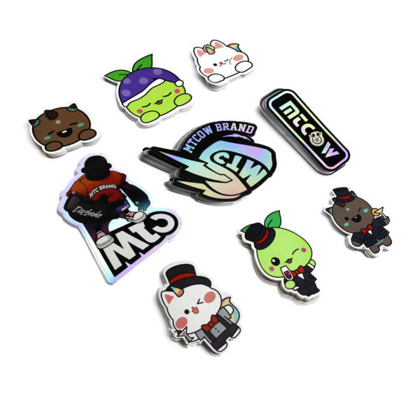 Rainbow silver laser hologram die cut stickers