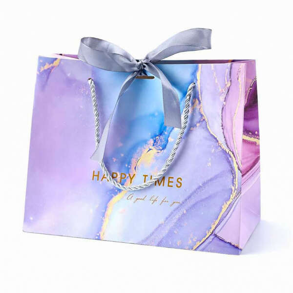 eco reusable boutique gift paper bag with embossed logo view 3