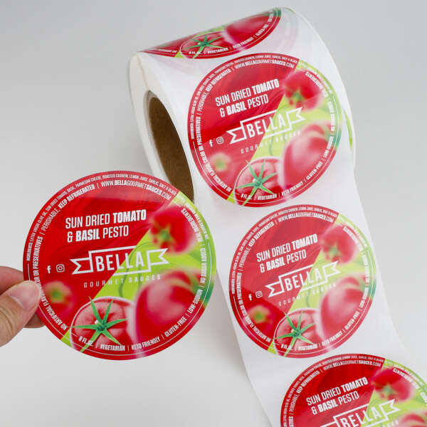 Private round vinyl label rolls