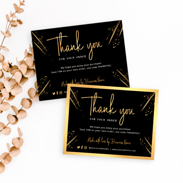A5 A6 luxury private logo thank you business card print detail view