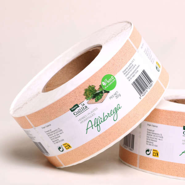 Logo packaging stickers in roll or sheet format