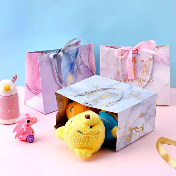 white luxury jewelry clothing gift paper bag with custom logo view 2