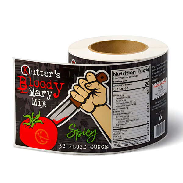 Custom tomato sauce nutrition label sticker for glass jar