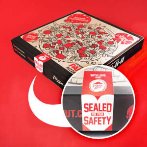 Pizza box food brand label sticker with custom logo