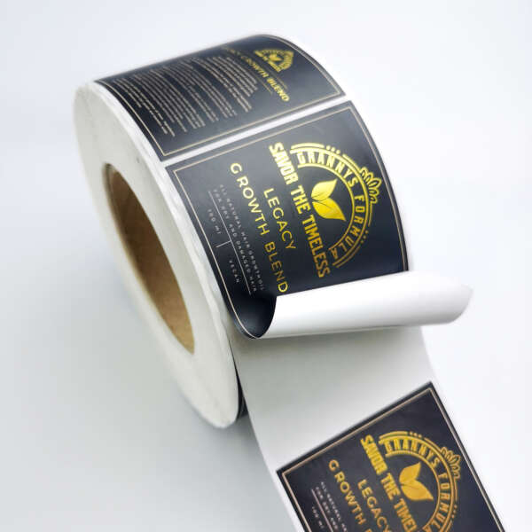 Gold foil shampoo bottle stickers