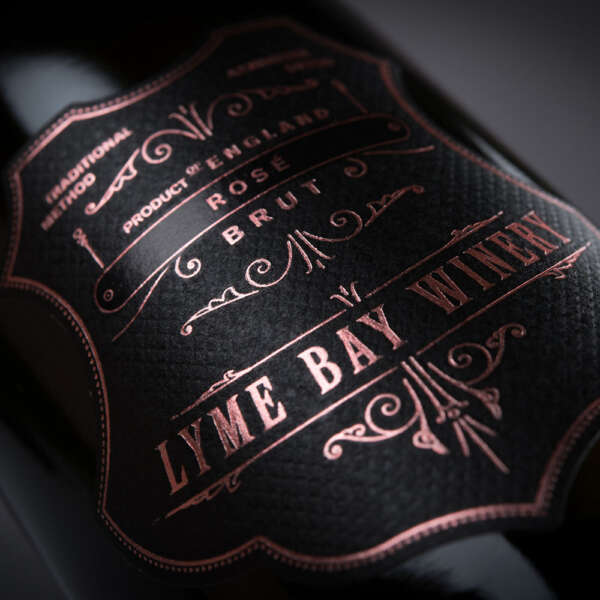 UV spot gold foil textured paper wine label
