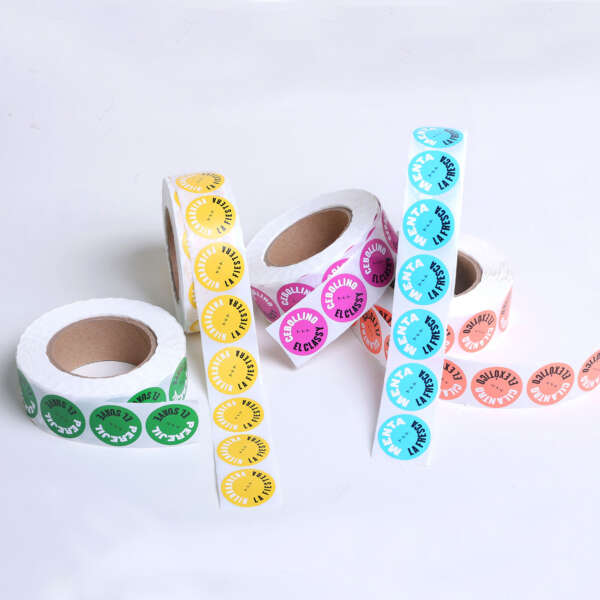 Round sticker labels with adhesive vinyl material
