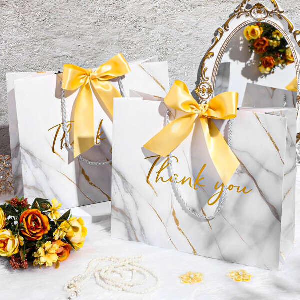 white luxury jewelry clothing gift paper bag with custom logo view 3